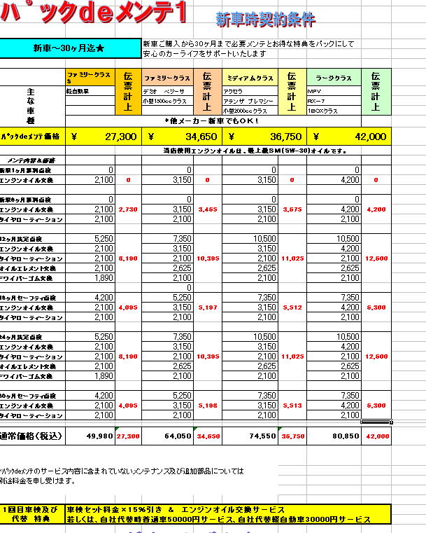 マツダオートザム水口：パックdeメンテ36