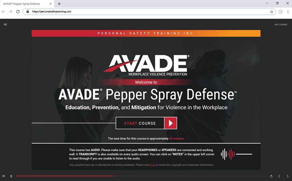 AVADE® Pepper Spray Defense™ E-Learning Course - AVADE® Workplace