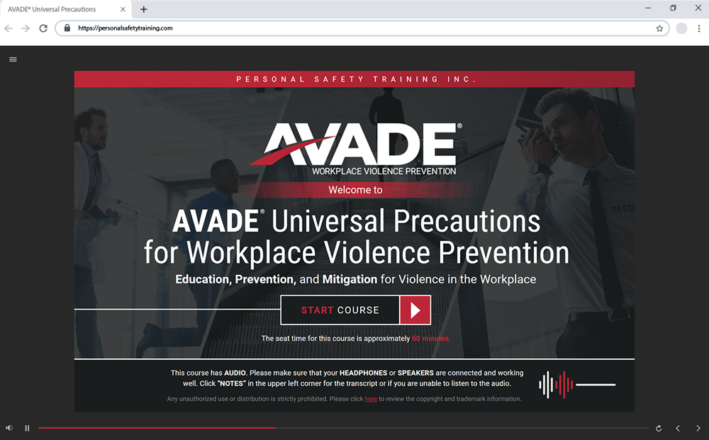 AVADE® Universal Precautions for Workplace Violence Prevention E