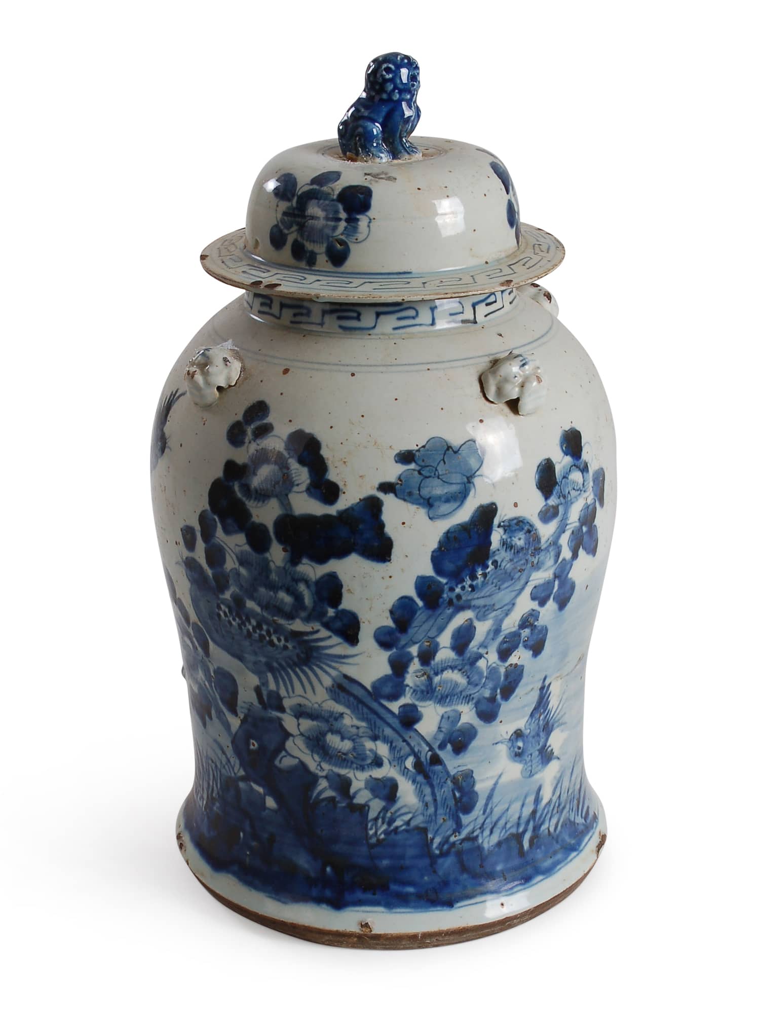 Blue and White Bird and Flowers Ginger Jar Avala International Inc.