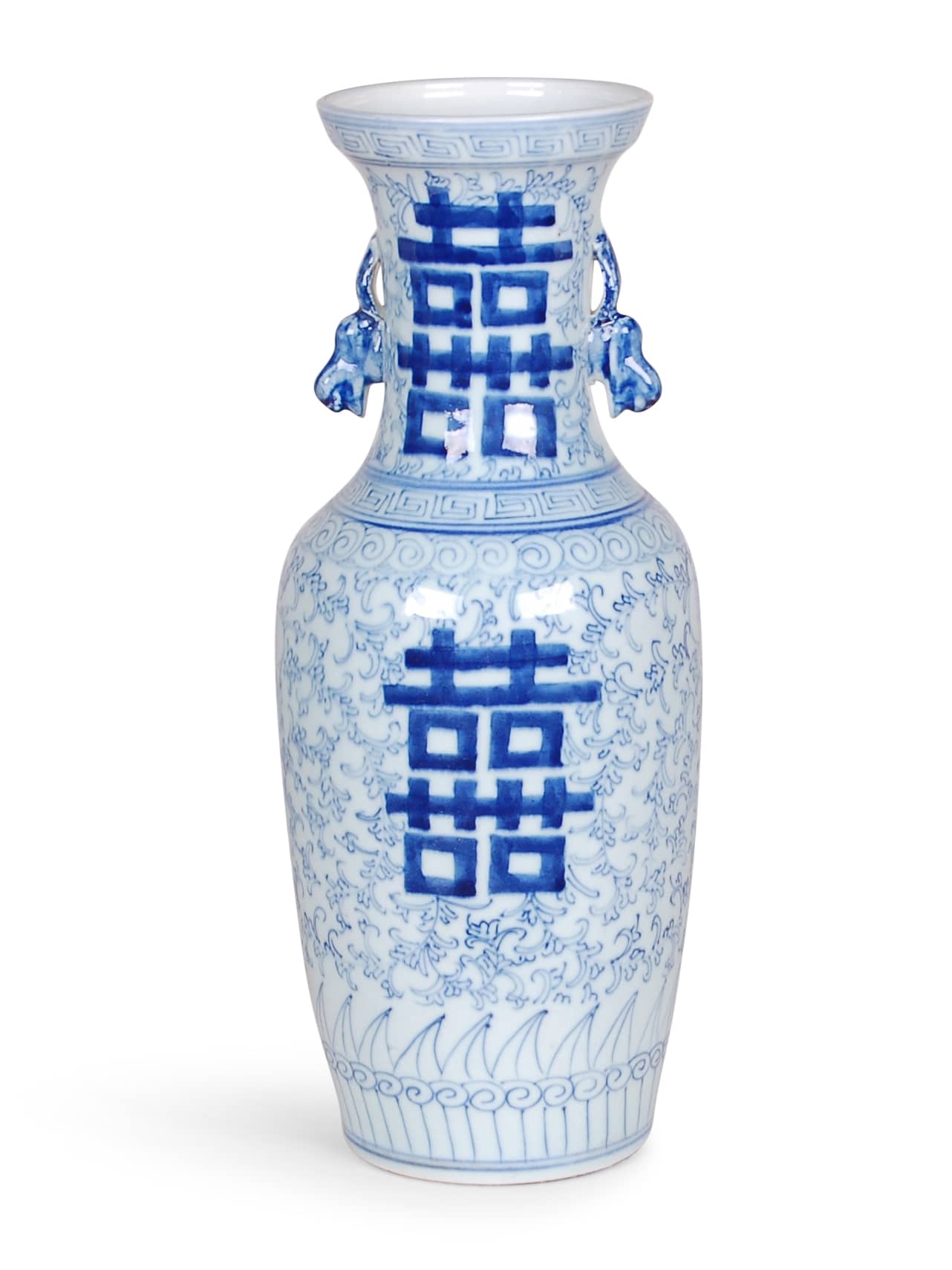 Blue and White Double Happiness Vase Avala International Inc.