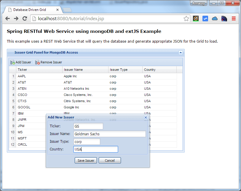 Spring MVC RESTful  Service Example with Spring Data for MongoDB and
