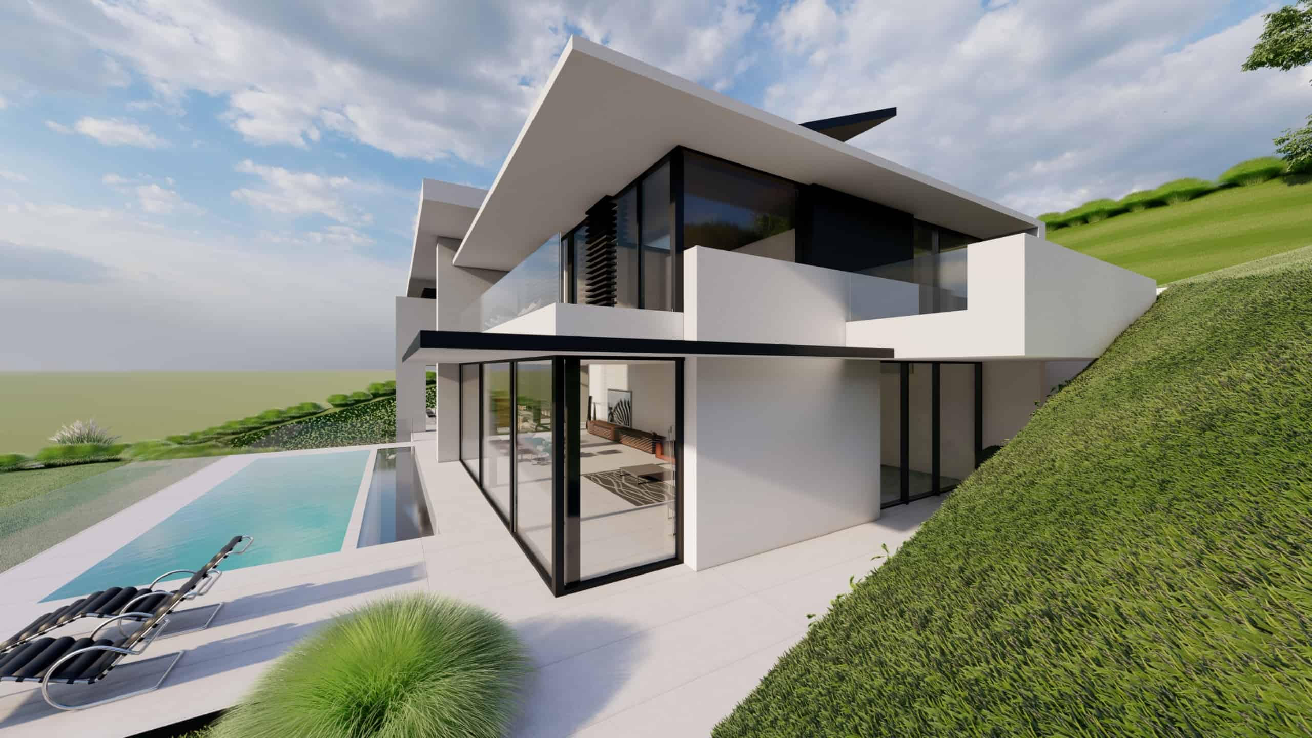 Villa am Berg mit Satteldach & Pool AVANTECTURE