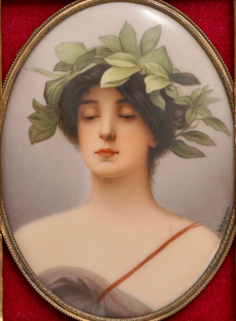 Wagner Porcelain Plaque Painting of Daphne by C.M. Hutschenreuther