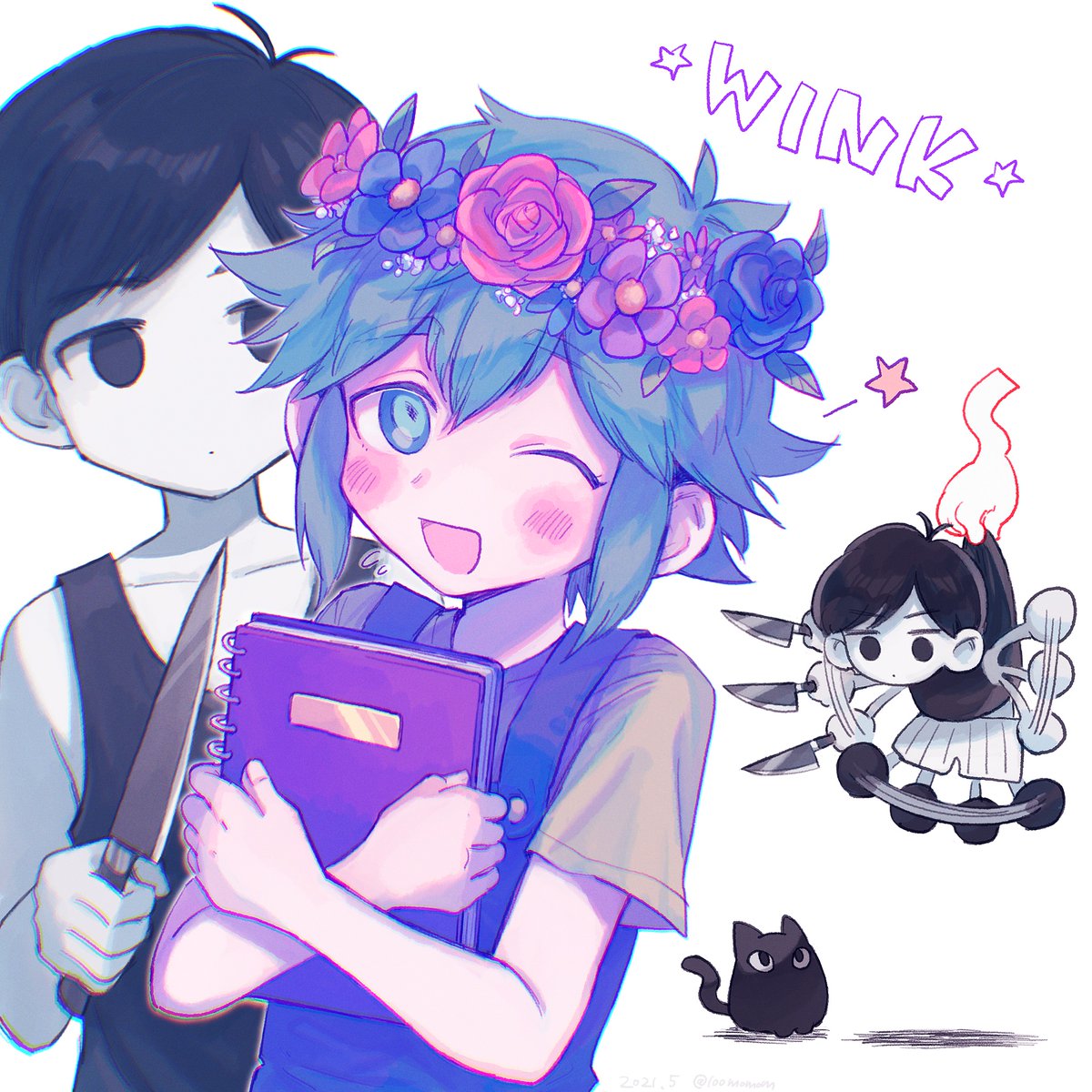 Download Wink Knife Book OMORI Cat Basil (Omori) Omori (Character) Video Game PFP by 100momom