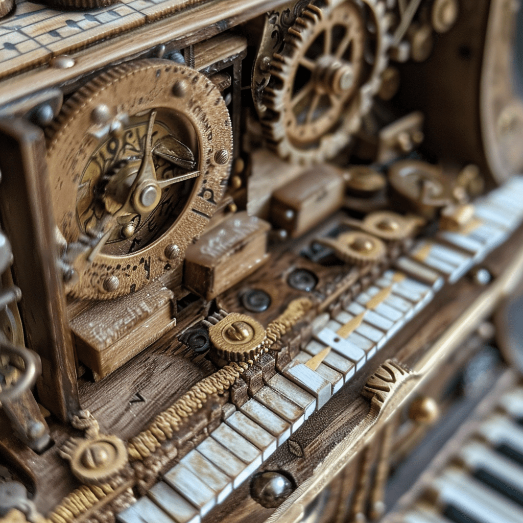 Exquisite Engraved Wooden Music Box with Gears Avatar Showcase by