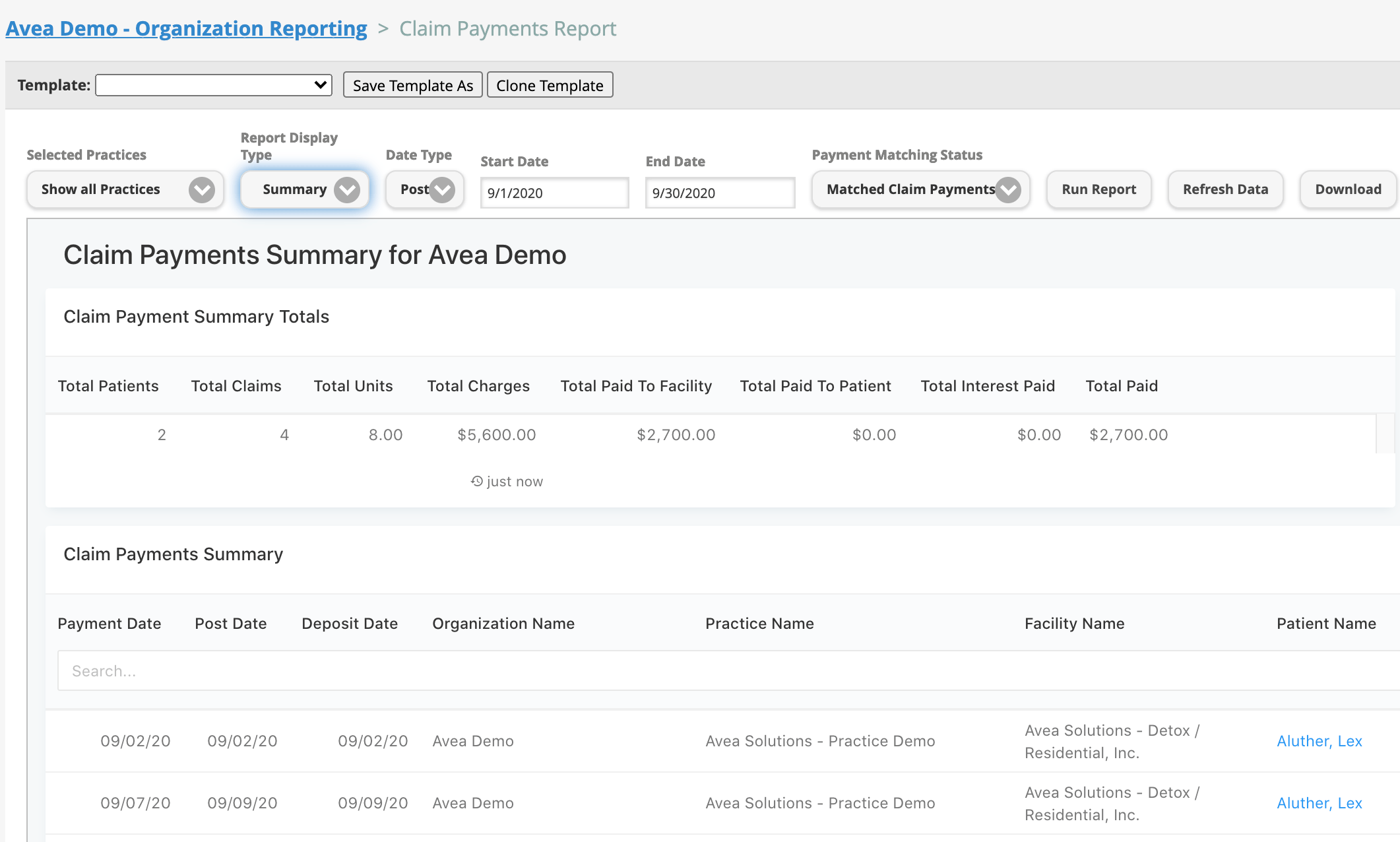 Claim Payments Report Avea