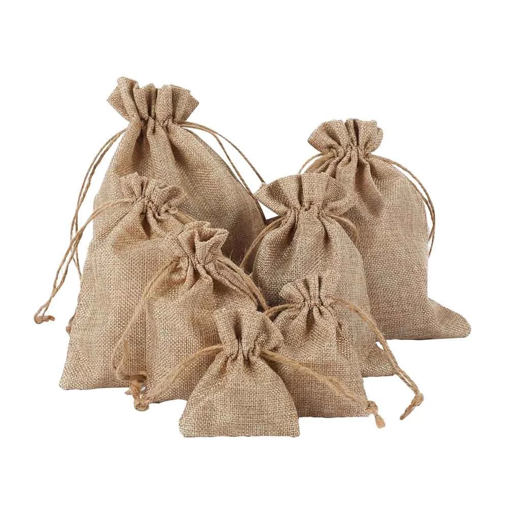 Natural Linen Burlap Gift Bags Wholesale Bulk In Stock Fast Ship