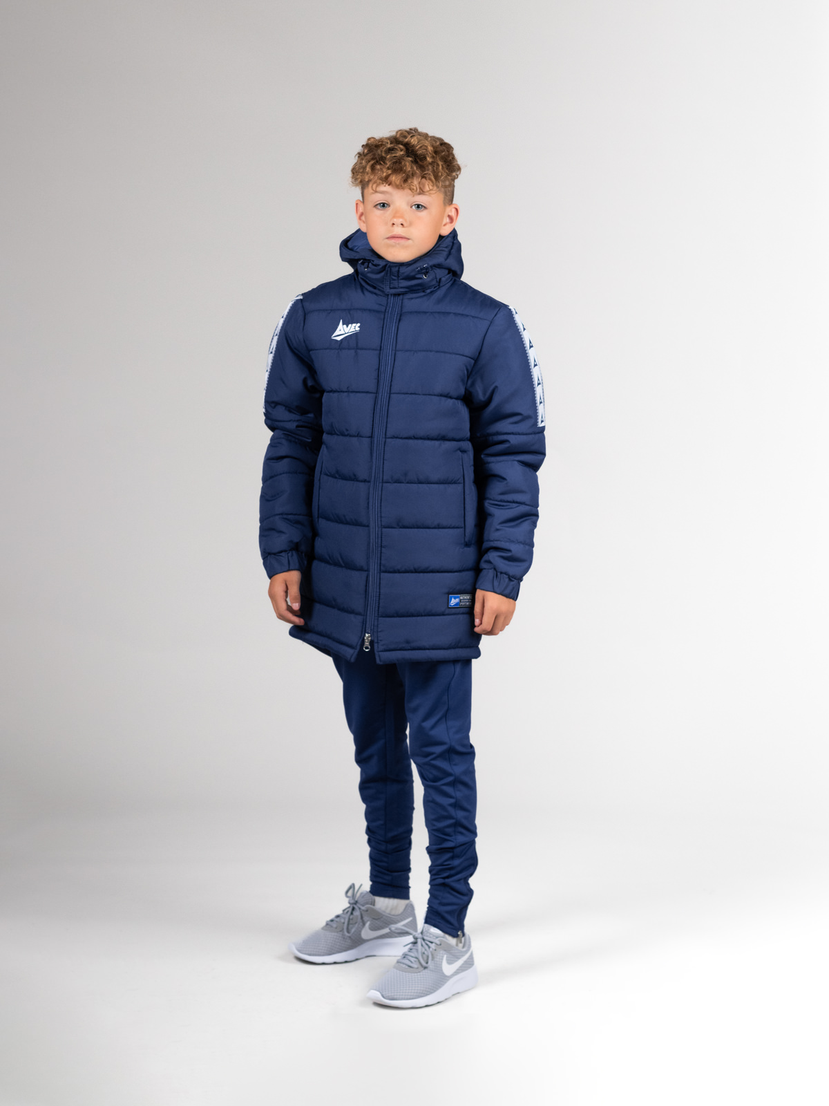 Evolve Navy Football Bench Coat Avec Sport