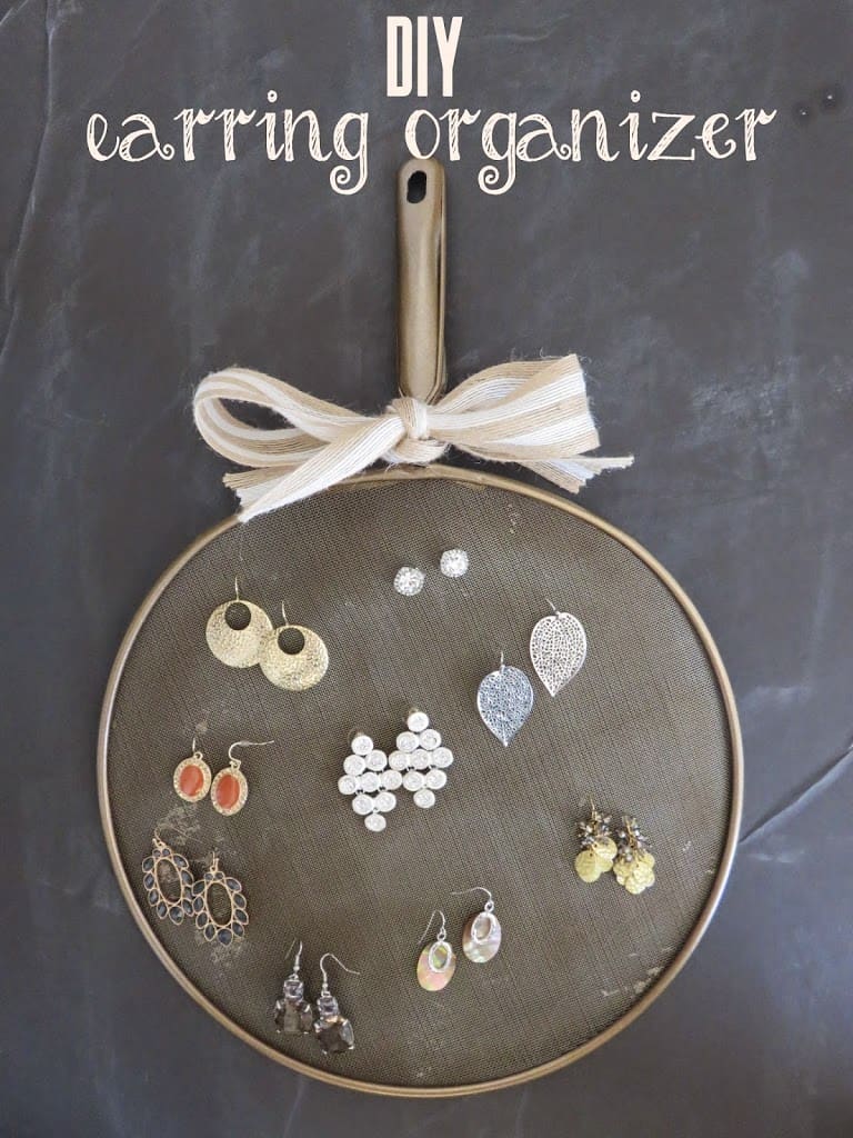 DIY Earring Organizer Made from a Splatter Screen