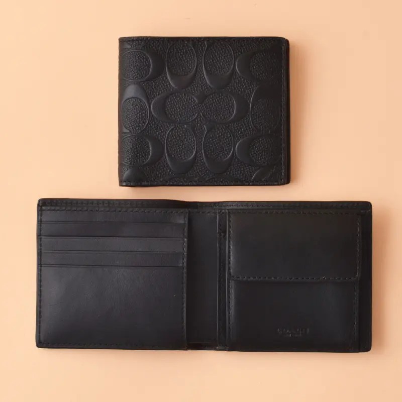 Coach Coin Wallet in Signature Crossgrain Leather Black Averand