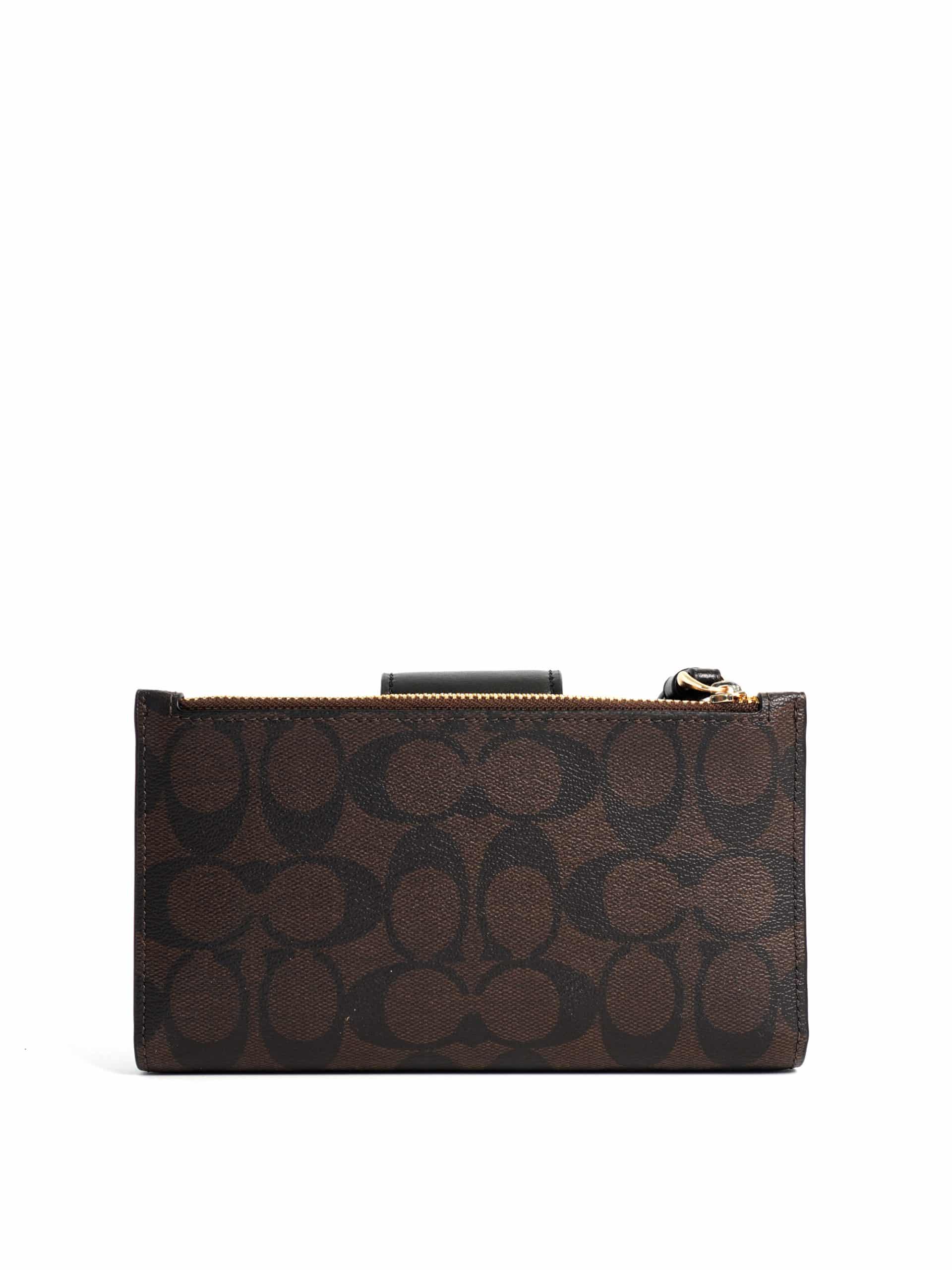 Coach Tech Wallet Colorblock Signature Brown Black Averand