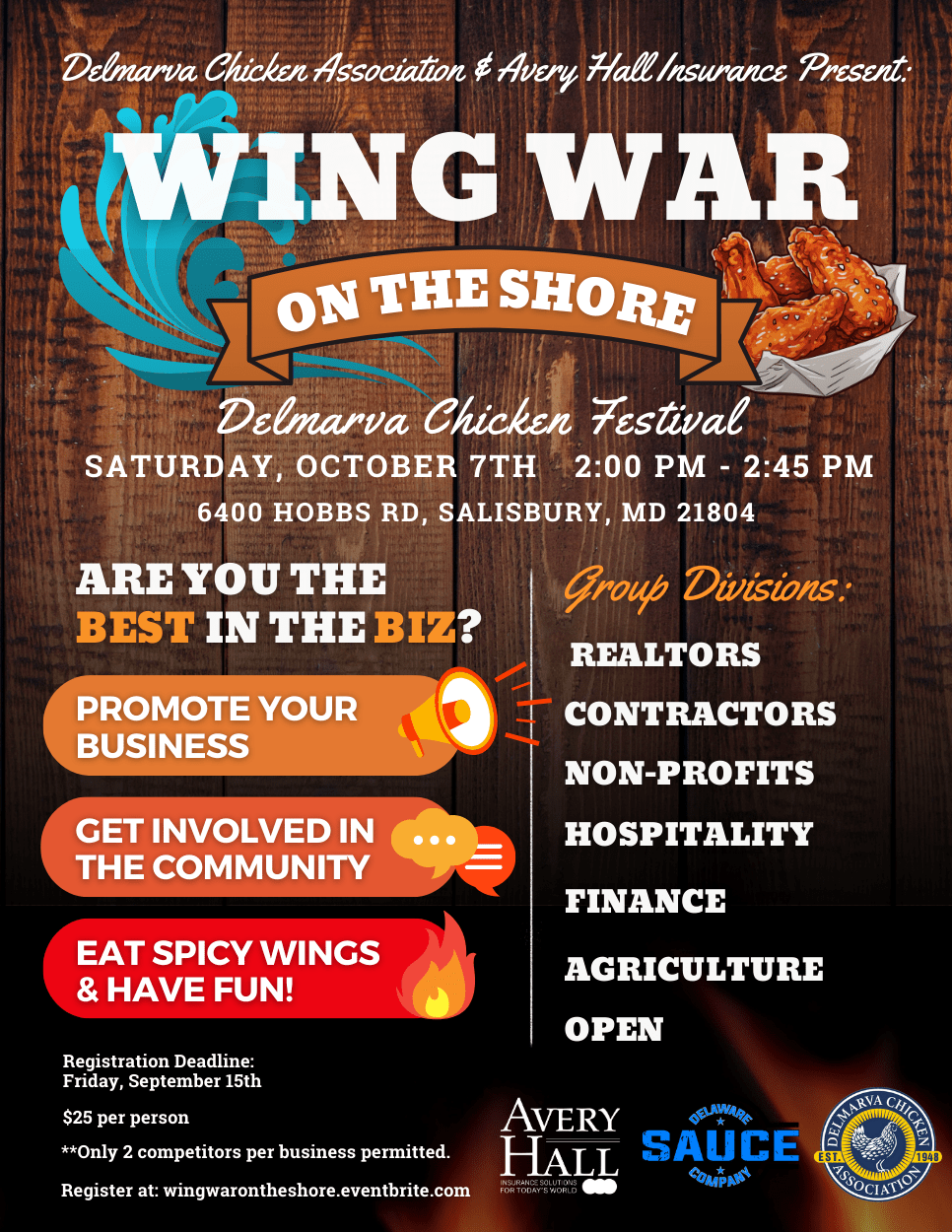 Wing War on the Shore Delmarva Chicken Festival Avery Hall