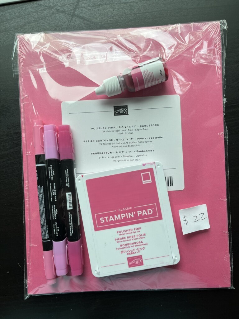Polished Pink color bundle Stamp pad, reinker, marker, blends, Full