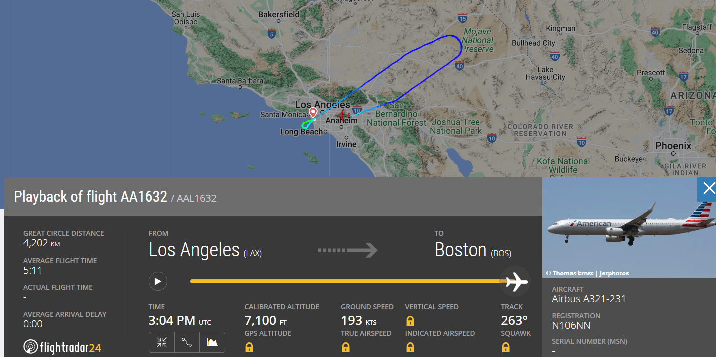 American Airlines Los Angeles to Boston Flight Declares Emergency Amid Hydraulic Failure