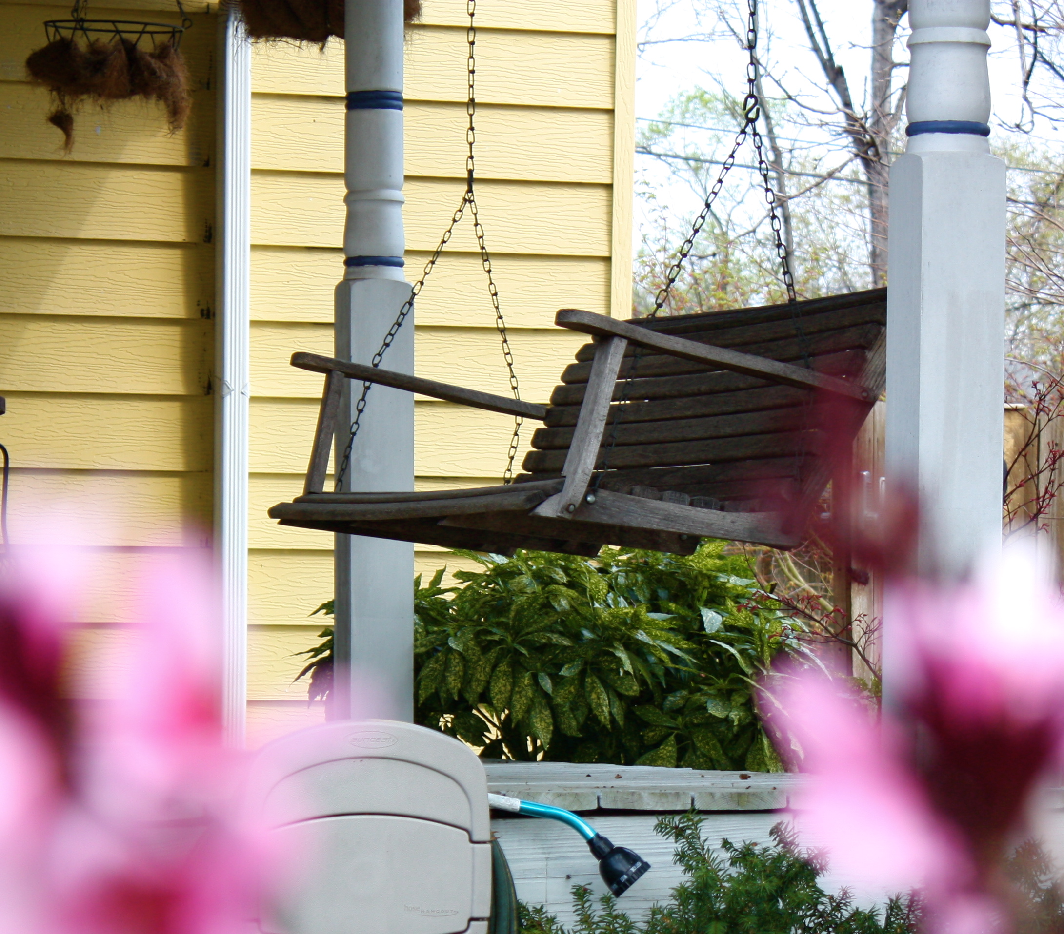 Spring and a Porch Swing Flower Basket