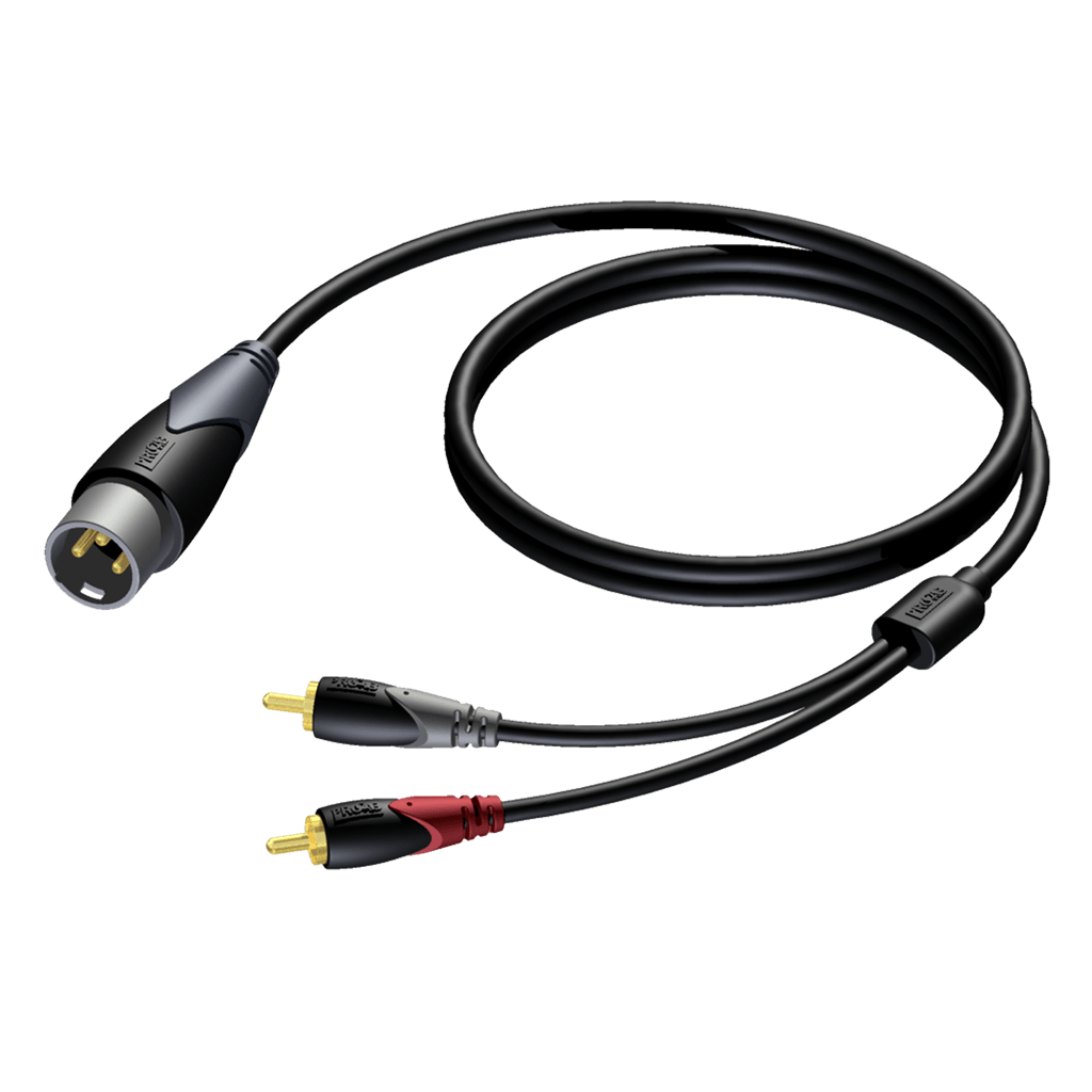 PROCAB XLR Male To 2 x RCA Male 1.5m