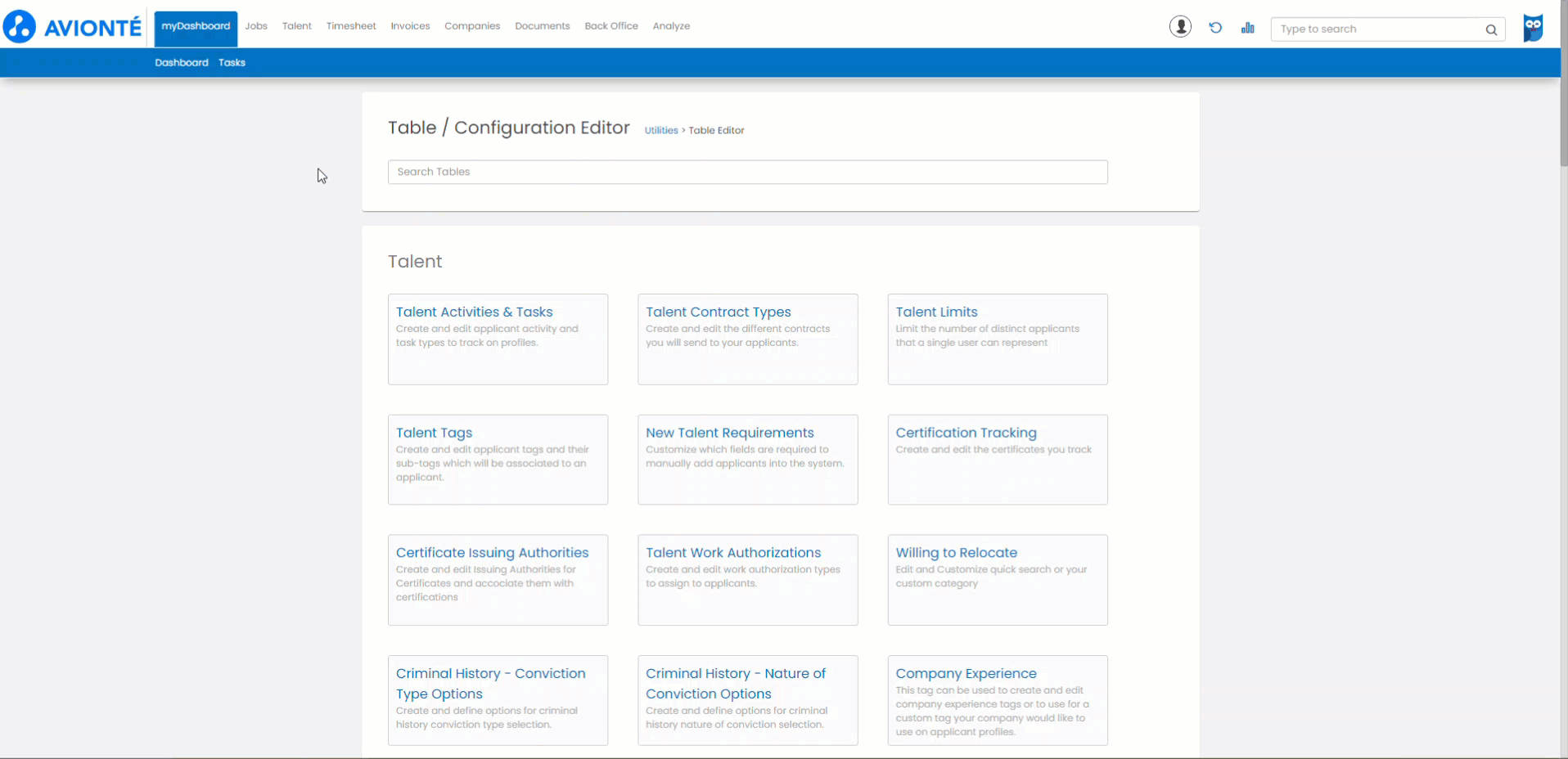 Set up Extension, Termination and Convert Notifications (Table Editor