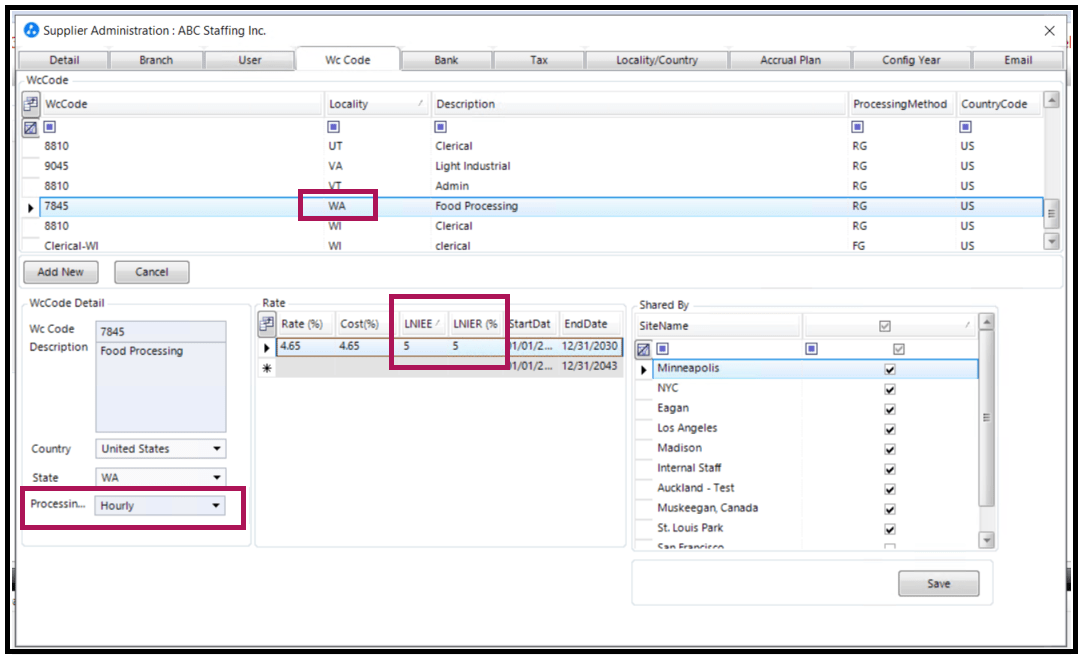 Supplier Wc Code Tab (Worker's Compensation) Avionte Classic