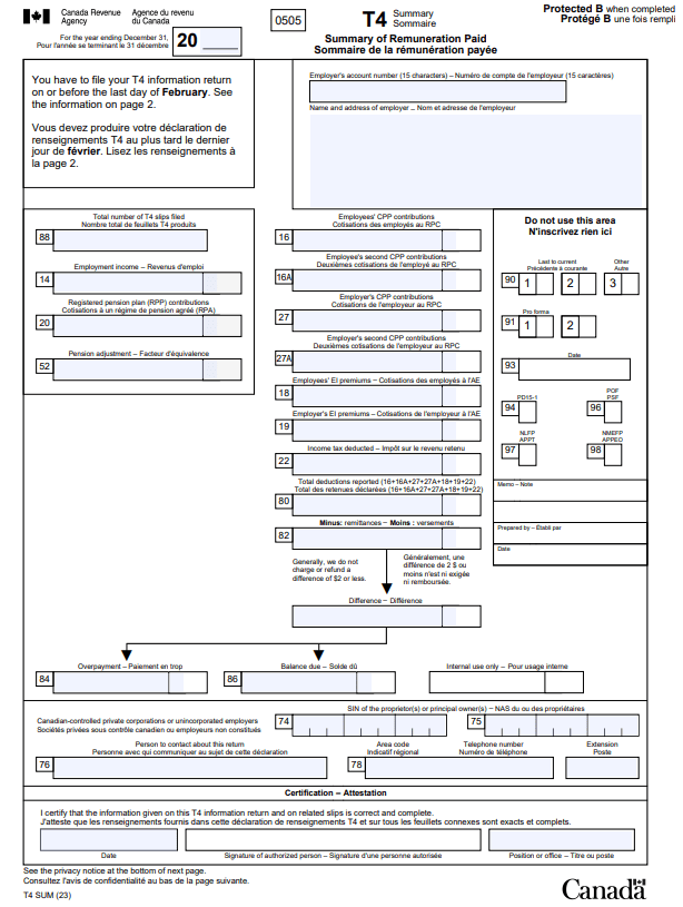 Standard Canadian Report T4 Company Summary_CA Avionte Classic