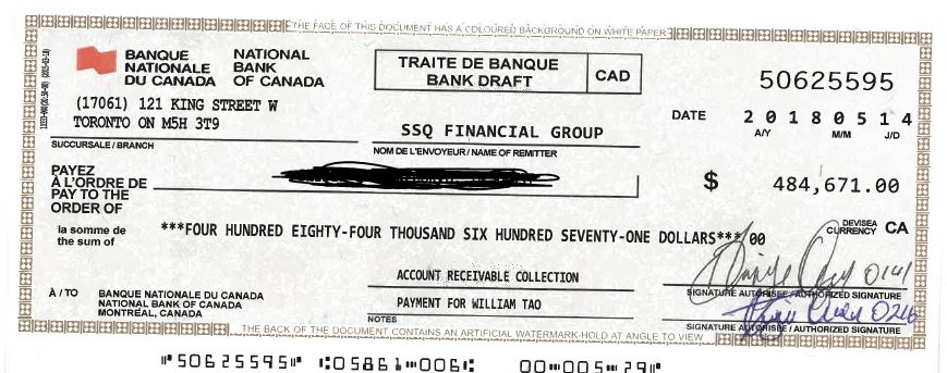 Real estate bad cheque scam using the name William Tao AvoidAClaim