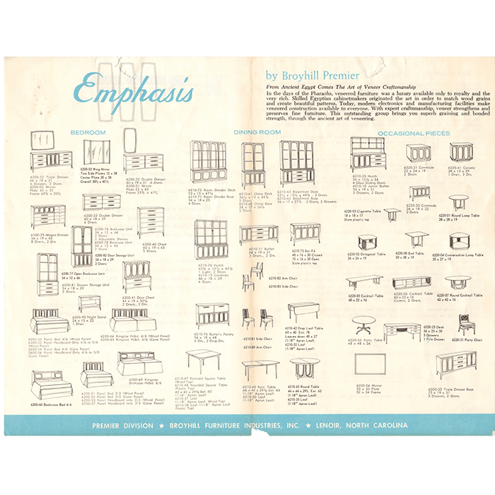 Original Broyhill Premiere Emphasis Catalog Showing Broyhill Premiere