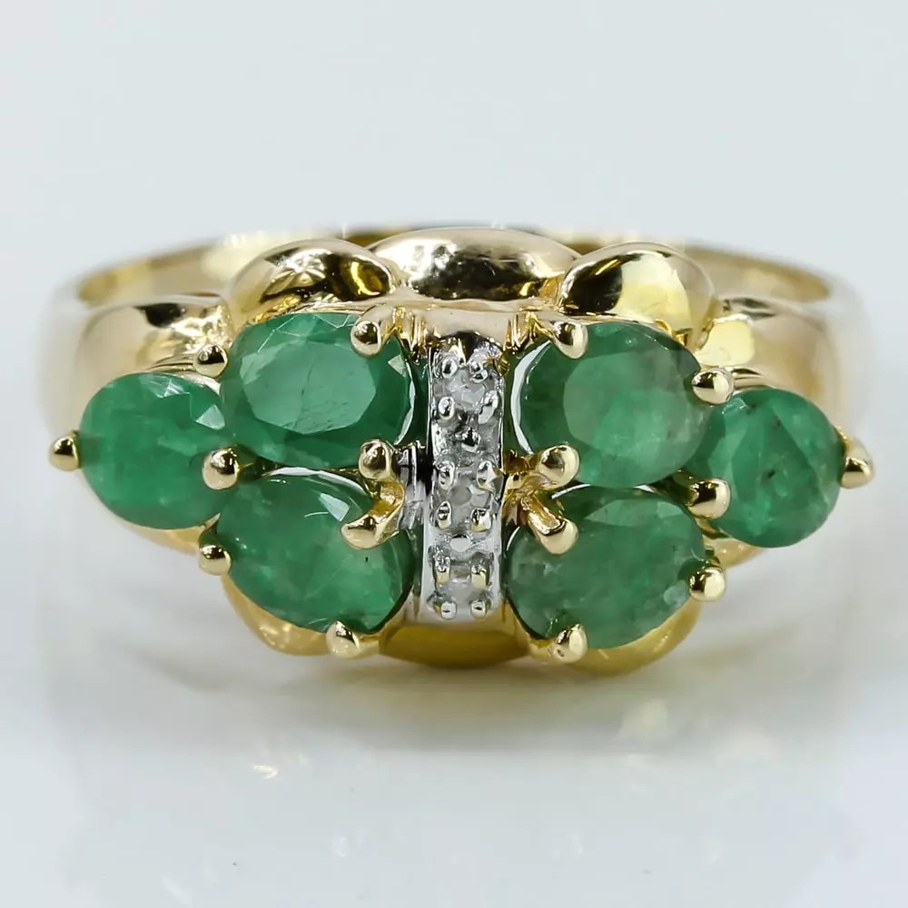 14k Gold Emerald & Melee Ring A&V Pawn