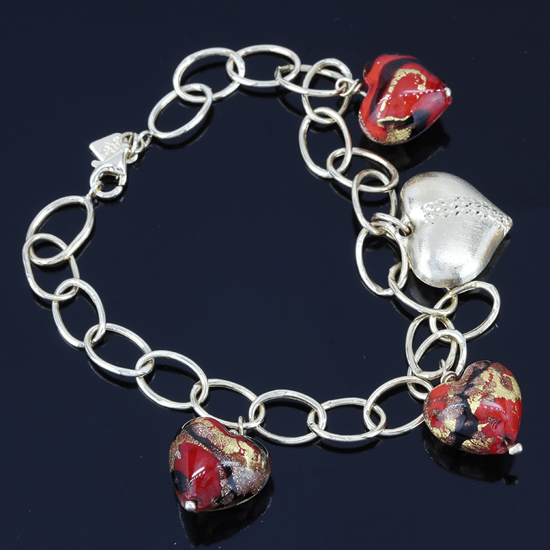 14k Gold Enamel Hearts Bracelet A&V Pawn