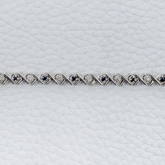 Sterling Silver Sapphire and Diamond XLink Tennis Bracelet A&V Pawn