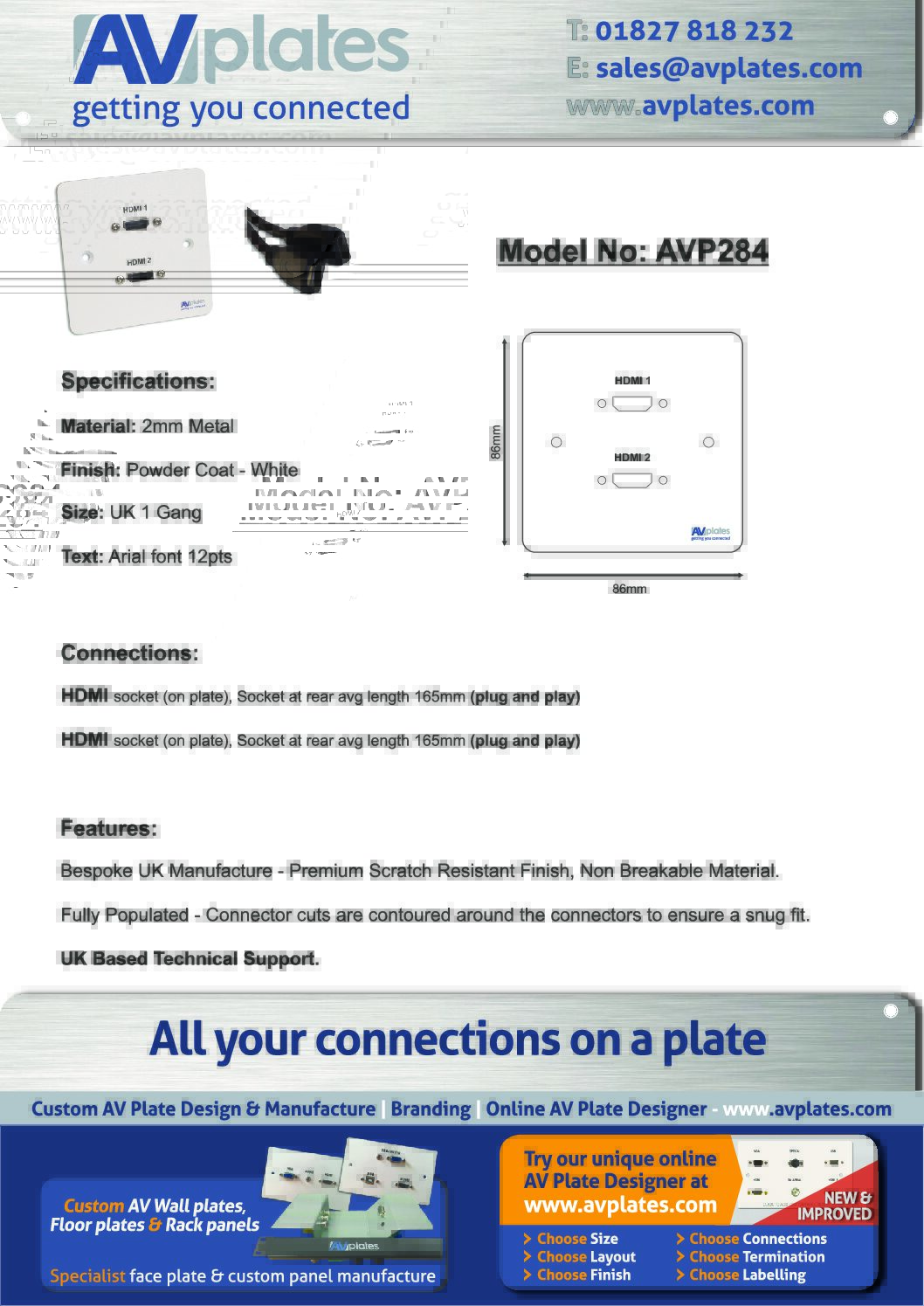 Dual HDMI Single Gang AV Wall Plate AV Plates
