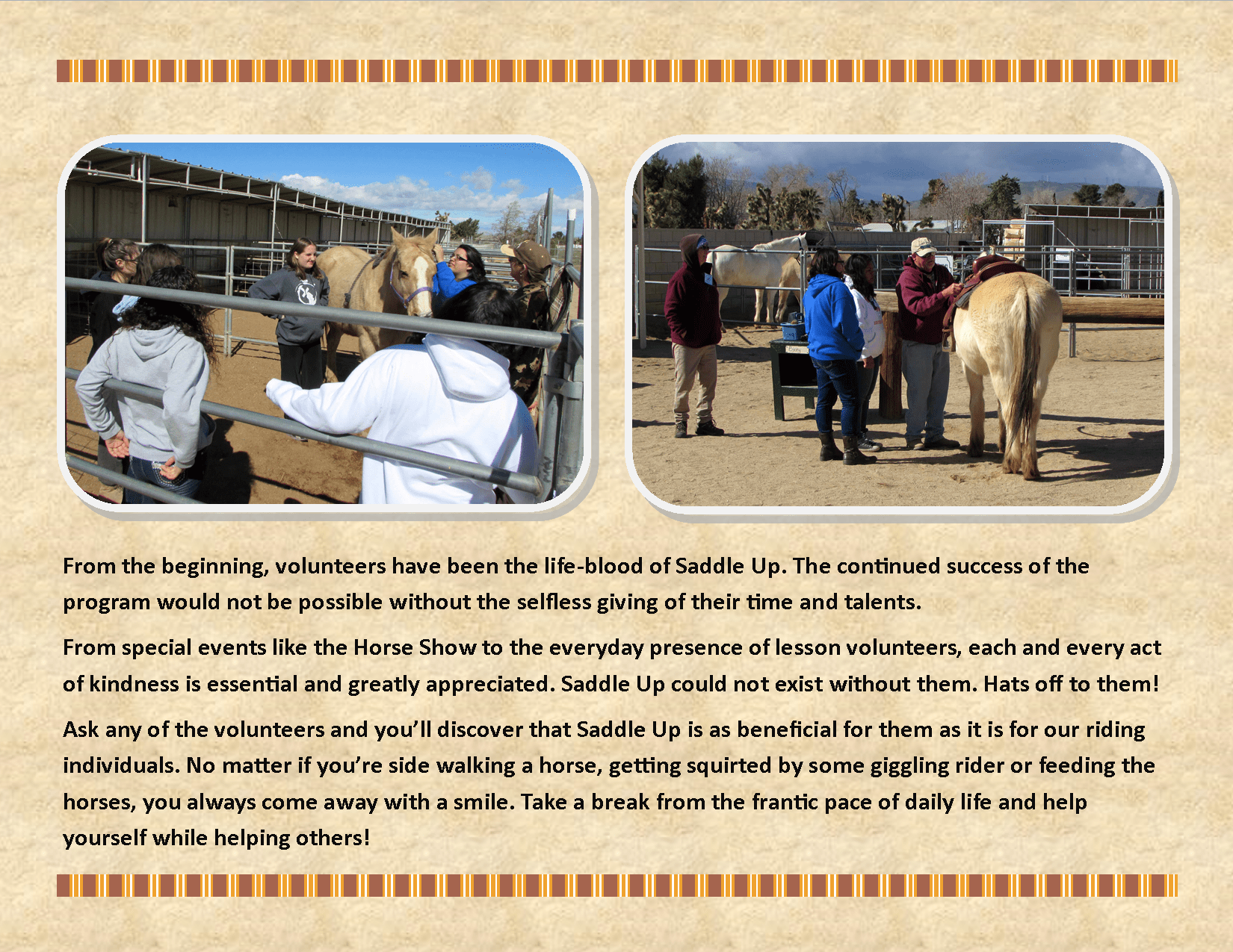 Volunteers Saddle Up Therapeutic Riding StablesSaddle Up Therapeutic