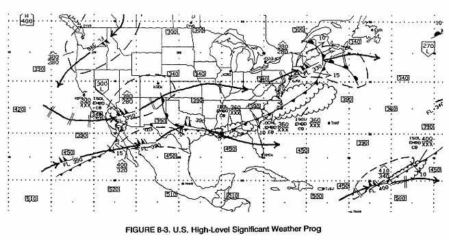 The following weather is depicted on the charts: