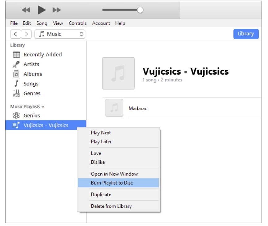 Burning an audio track to CD with iTunes Trinity Laban AV Support