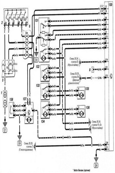 Electrical wiring diagrams for car Chevrolet Chevy Urban (Opel Astra G