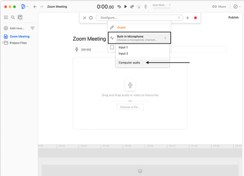 Transcribe and Record Zoom Remote Recording with Descript