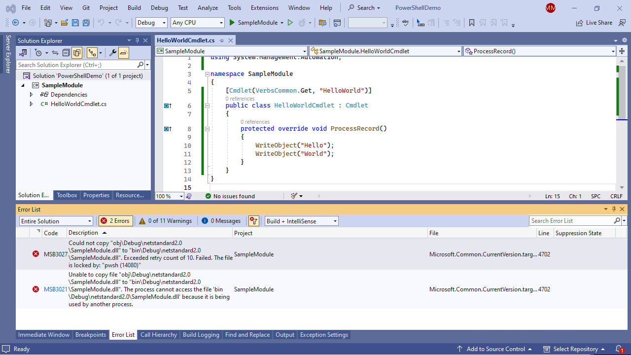 AwakeCoding ☀️💻 Debugging PowerShell Binary Modules in Visual Studio