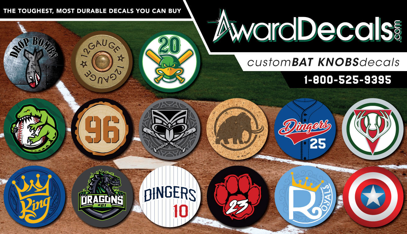 Bat Knob Decals Baseball Bat Number Stickers Softball bat Numbers