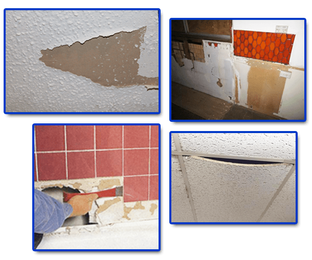 Ceilings, Bathroom Walls, Kitchen Walls, Floor Sheets AWARE Asbestos