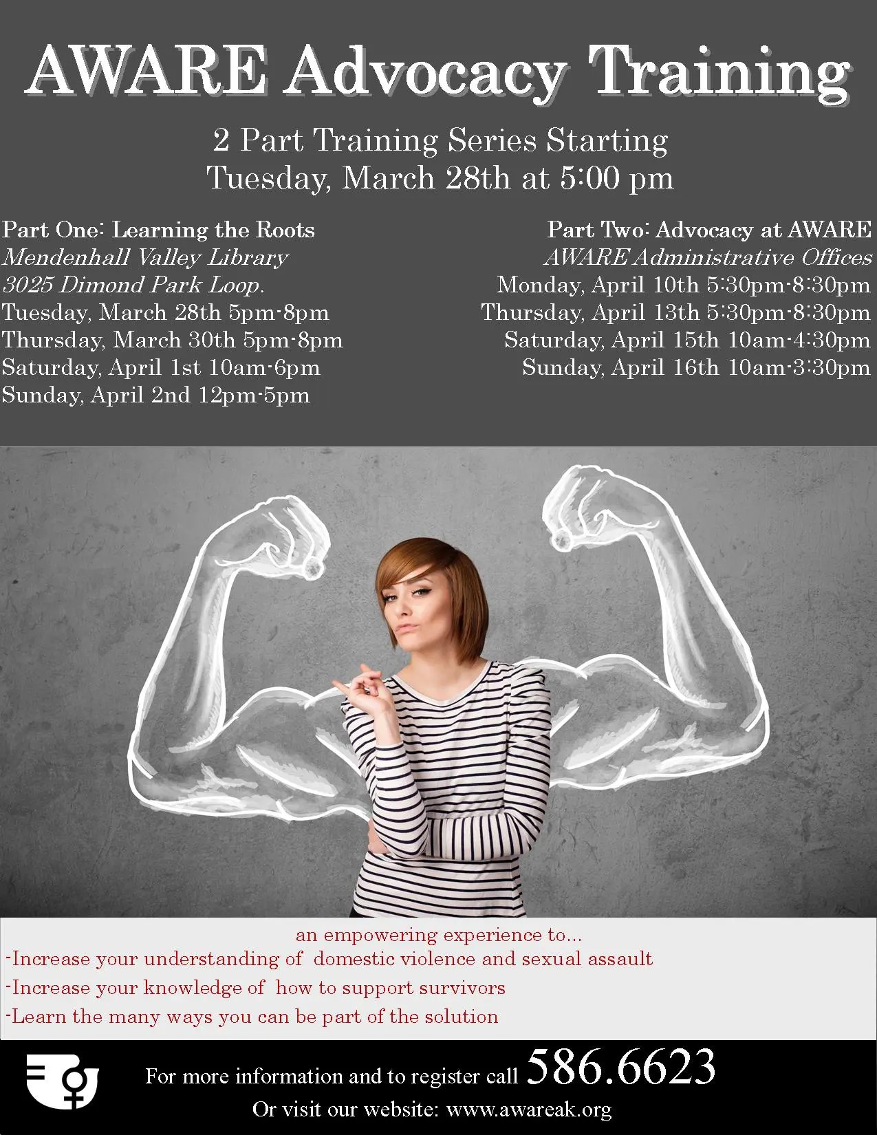 Advocacy training flyer Spring 2017 AWARE