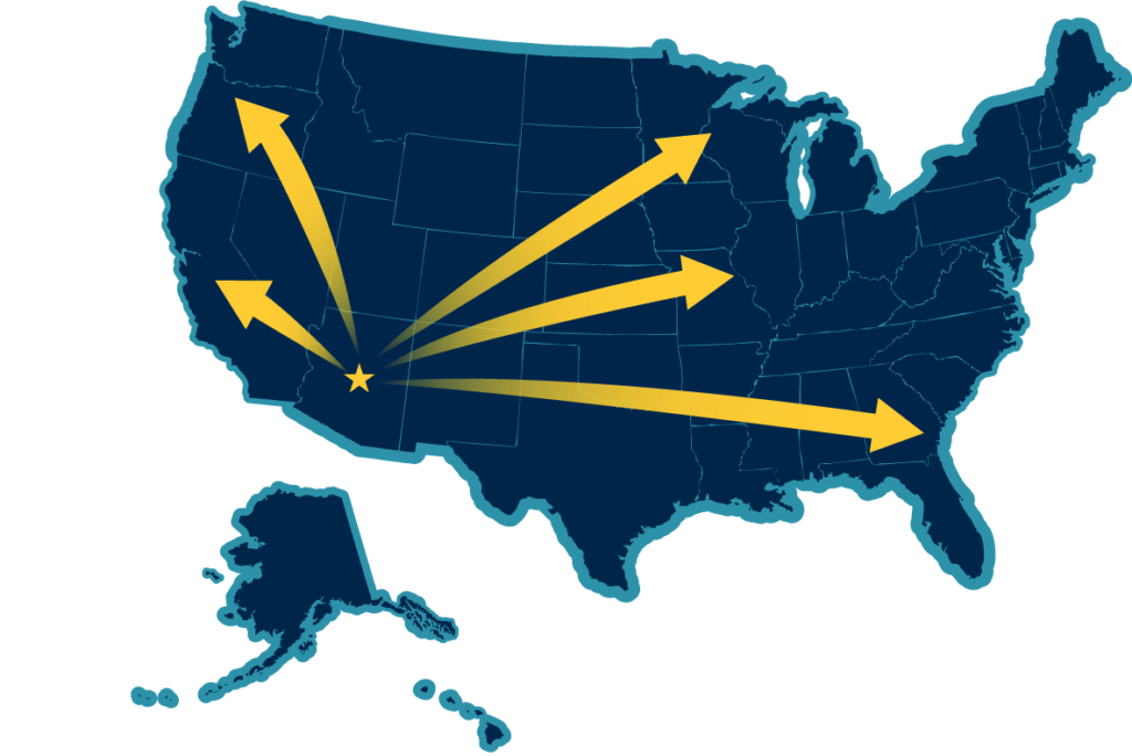 US Map with Arizona Start American Western Distribution American