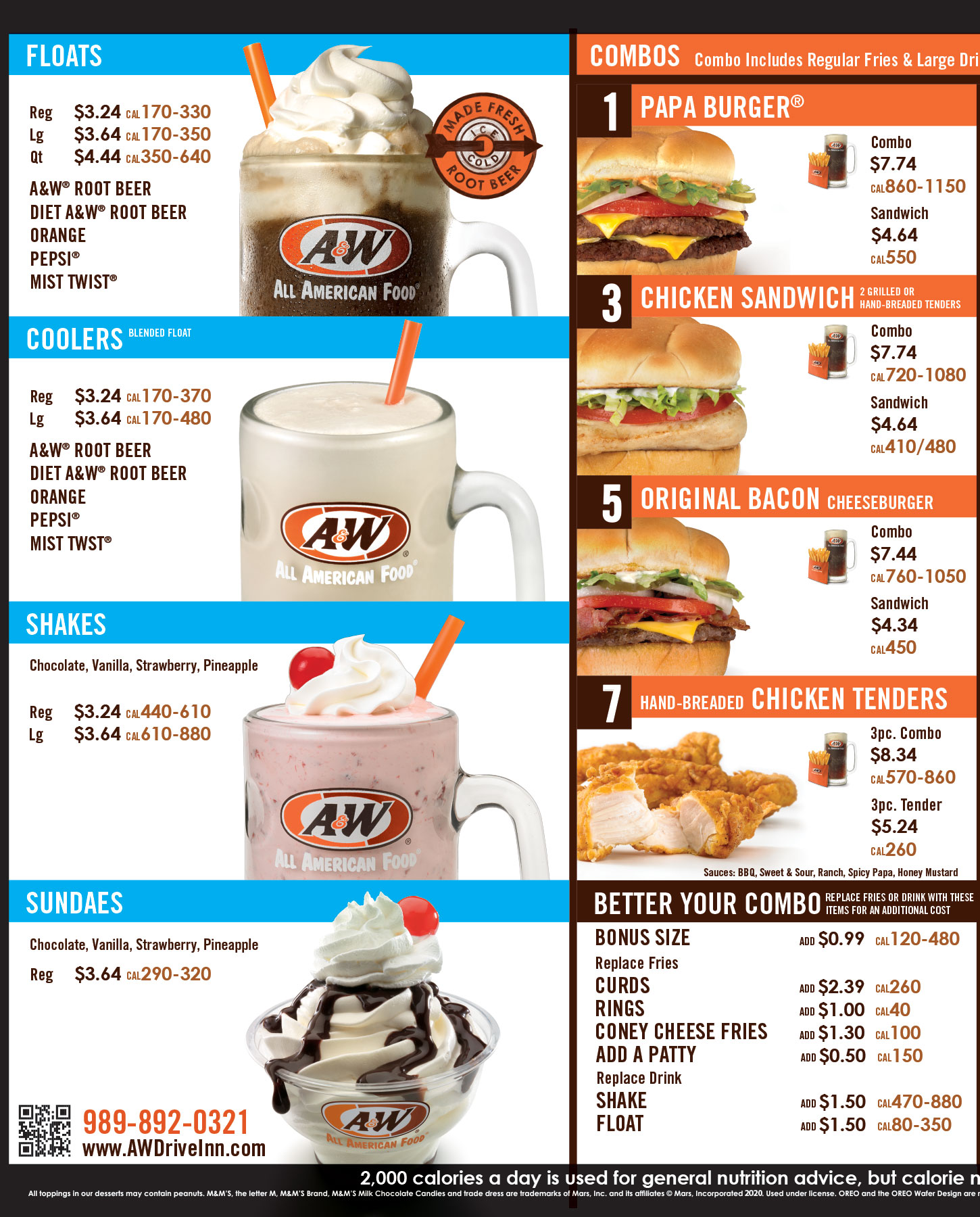 Our Menu A&W Drive In Bay City, Michigan All American Fast Food