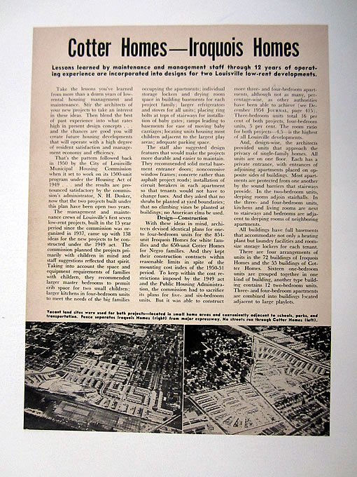 Cotter & Iroquois Homes Louisville KY Public Housing Projects 1955