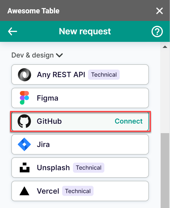 Log in with the GitHub Connector Awesome Table Connectors Documentation