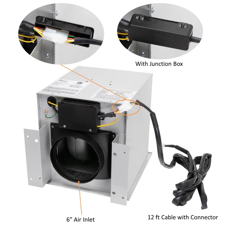 Awoco RHSP06RR Super Quiet Split Stainless Steel Range Hood, 4 Speed