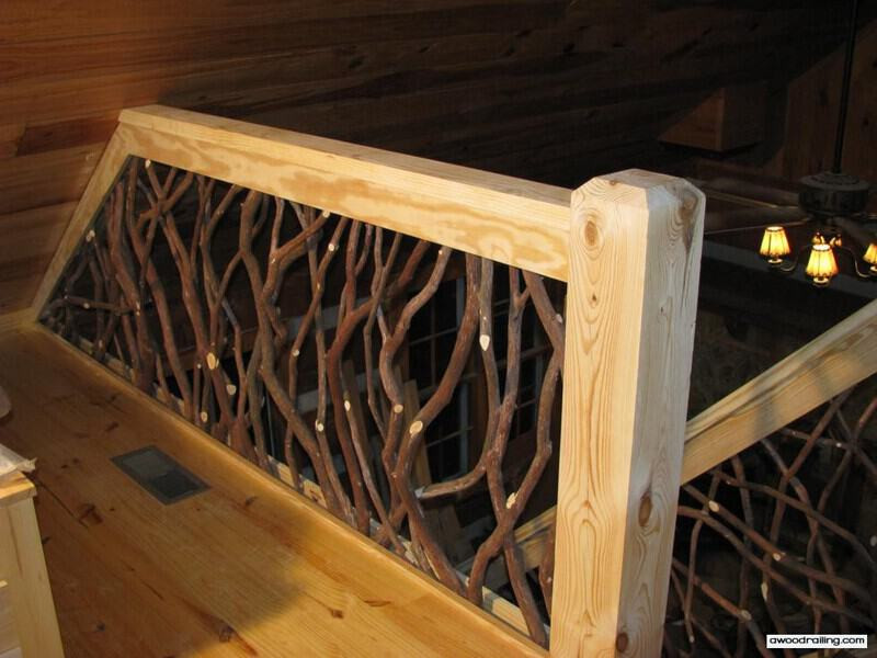 Stair Railing and Balcony Handrail Artistic Branch Wood Railing