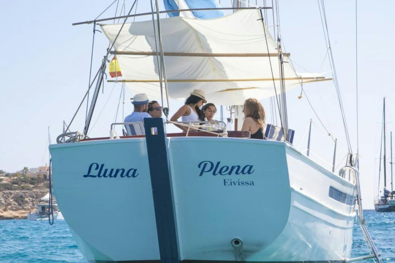 Ibiza: Private Sailboat with Premium Open Bar, Food & Music
