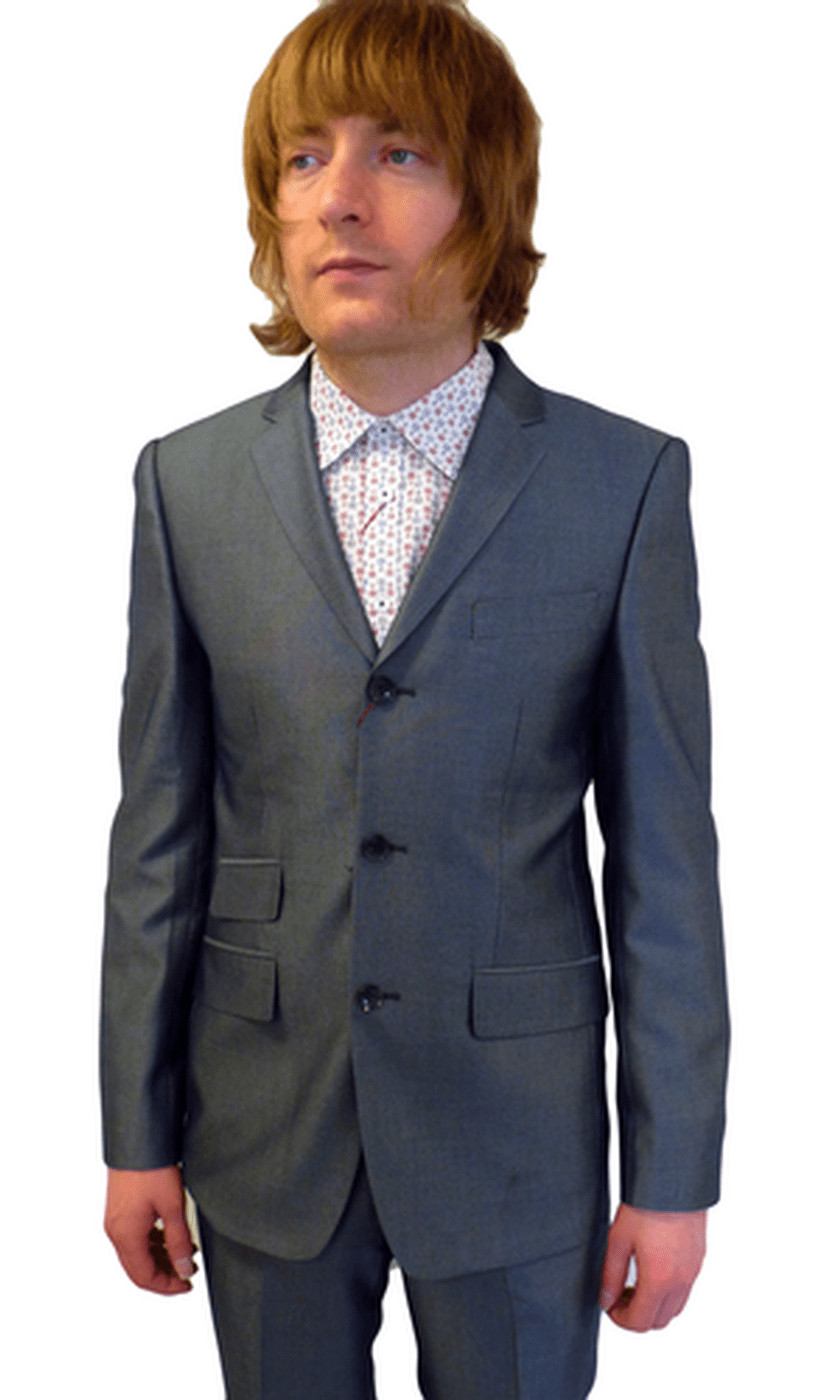 Merc Sixties Mod 3 Button 'Gin' Tonic Suit in Metallic Blue tonic.