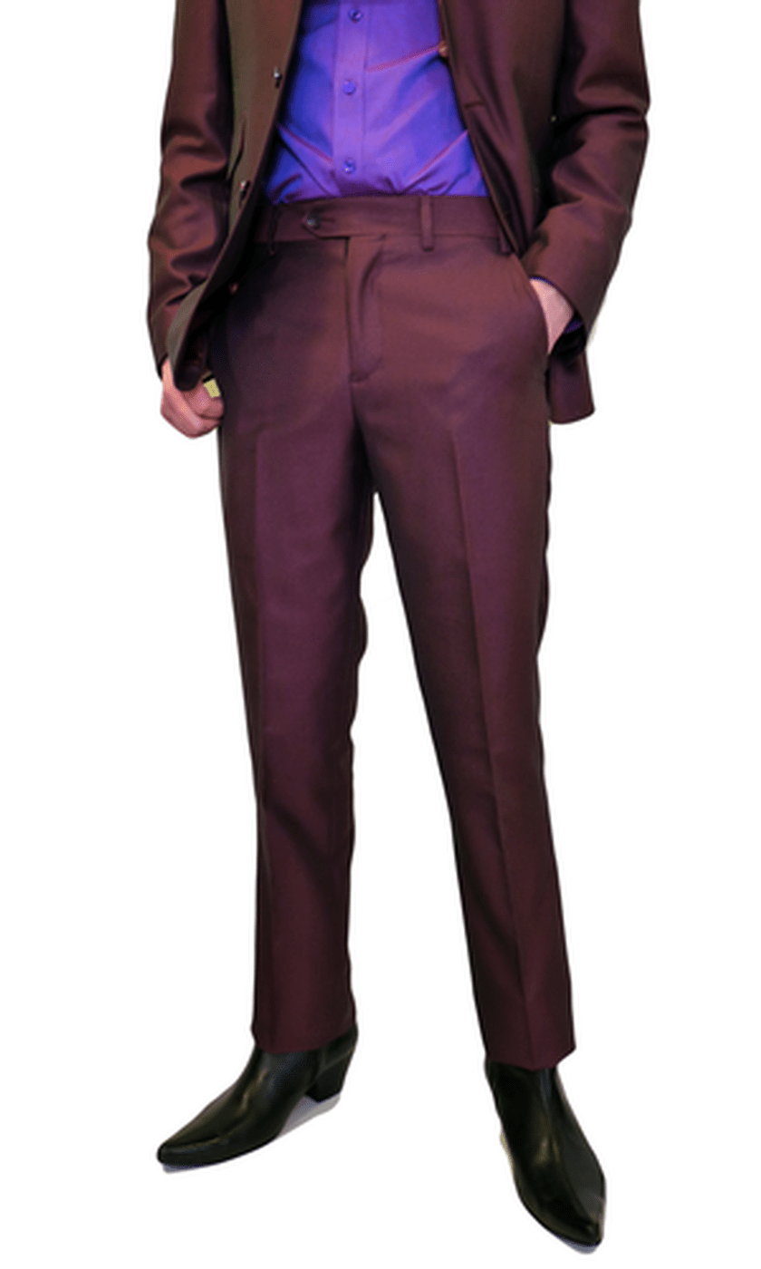 Merc Sixties Mod 3 Button 'Gin' Tonic Suit in Wine tonic.