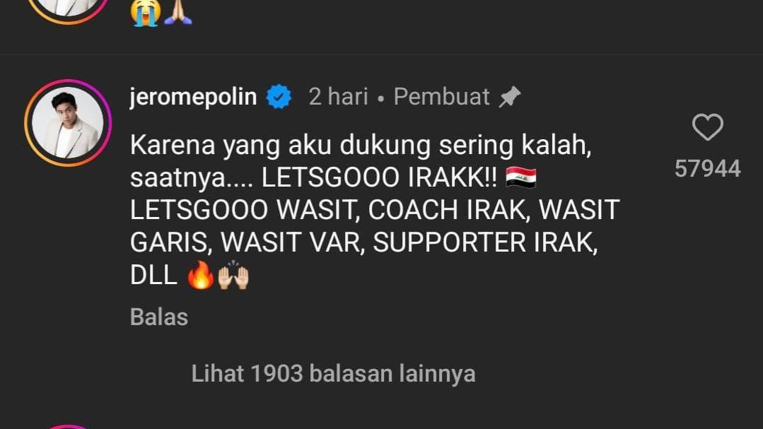 ‘Kutukan Jerome’, Canda Netizen Minta Jerome Polin Dukung Irak
