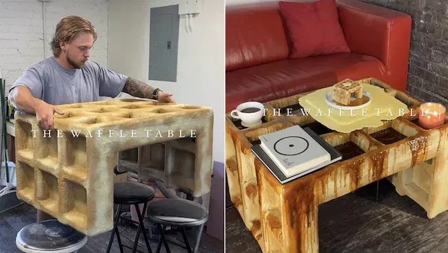 Unik! Pria Ini Bikin Meja Bentuknya Persis Waffle
